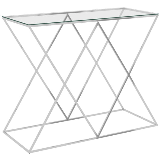 Sivupöytä hopea 90x40x75 cm ruostumaton teräs ja lasi - Sisustajankoti.fi