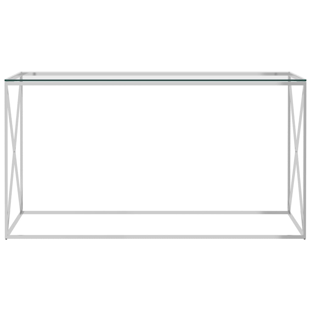 Sivupöytä hopea 140x40x78 cm ruostumaton teräs ja lasi - Sisustajankoti.fi