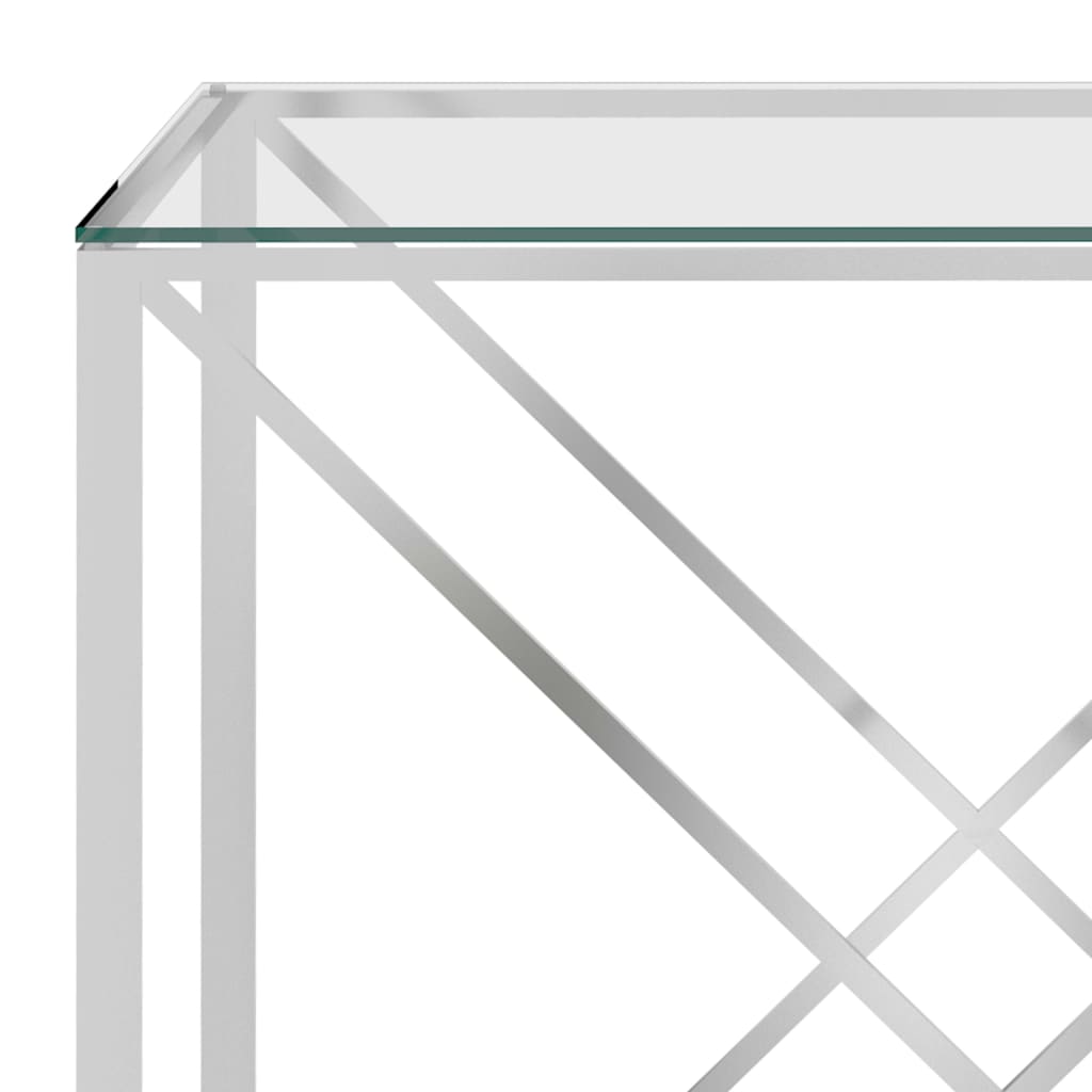 Sivupöytä hopea 140x40x78 cm ruostumaton teräs ja lasi - Sisustajankoti.fi