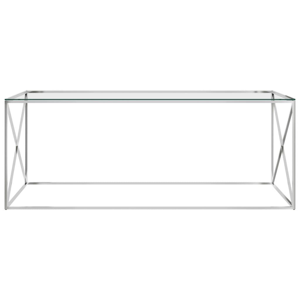 Sohvapöytä hopea 120x60x45 cm ruostumaton teräs ja lasi - Sisustajankoti.fi