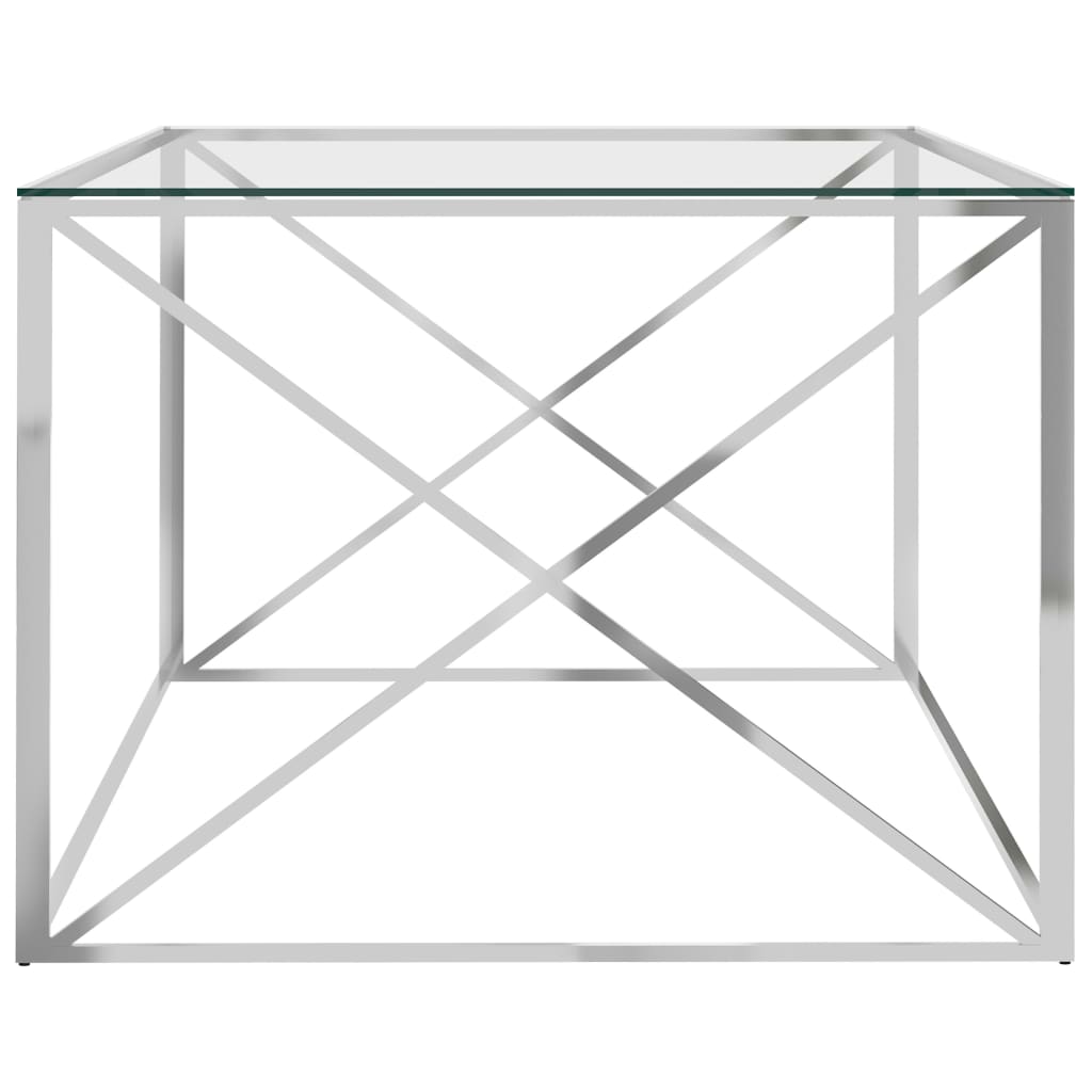 Sohvapöytä hopea 120x60x45 cm ruostumaton teräs ja lasi - Sisustajankoti.fi