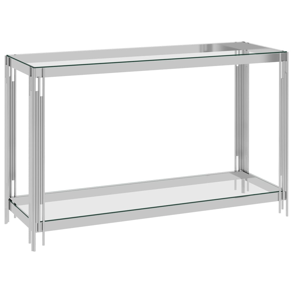Sivupöytä hopea 120x40x78 cm ruostumaton teräs ja lasi - Sisustajankoti.fi