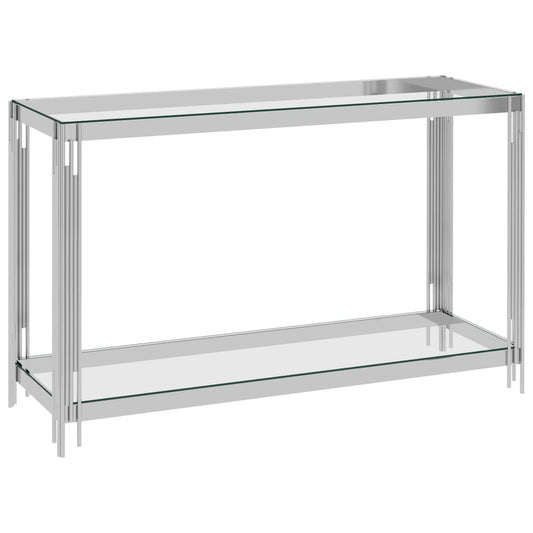 Sivupöytä hopea 120x40x78 cm ruostumaton teräs ja lasi - Sisustajankoti.fi