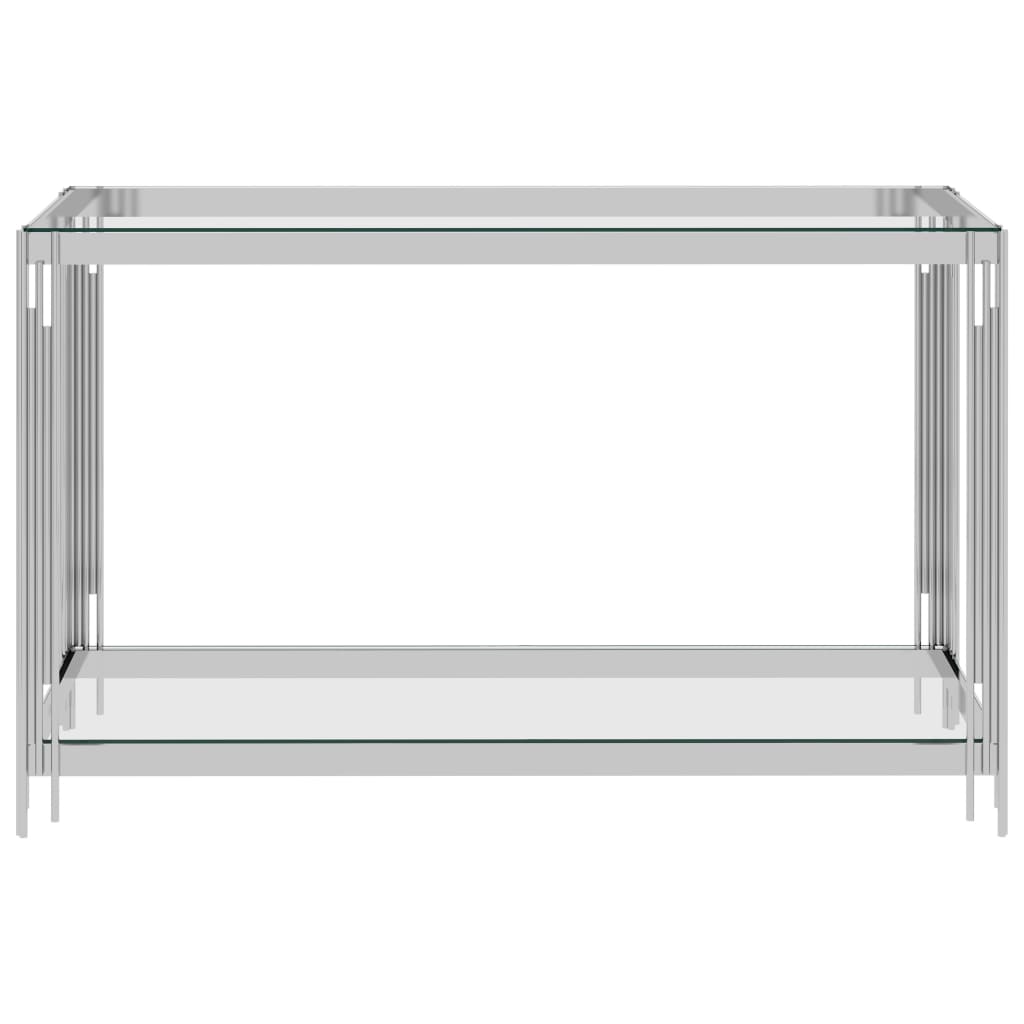 Sivupöytä hopea 120x40x78 cm ruostumaton teräs ja lasi - Sisustajankoti.fi