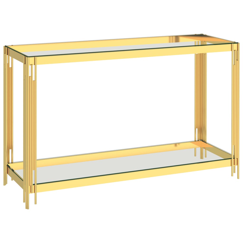 Sivupöytä kultainen 120x40x78 cm ruostumaton teräs ja lasi - Sisustajankoti.fi