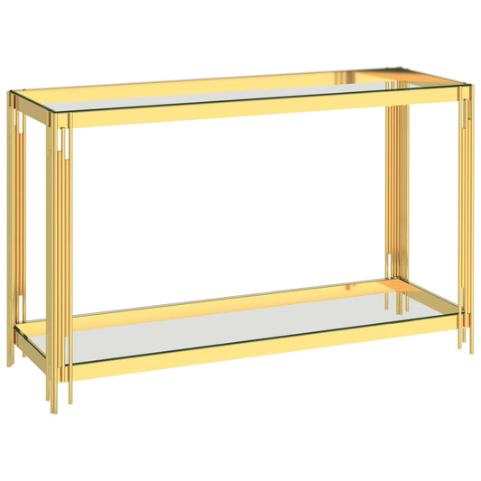 Sivupöytä kultainen 120x40x78 cm ruostumaton teräs ja lasi - Sisustajankoti.fi