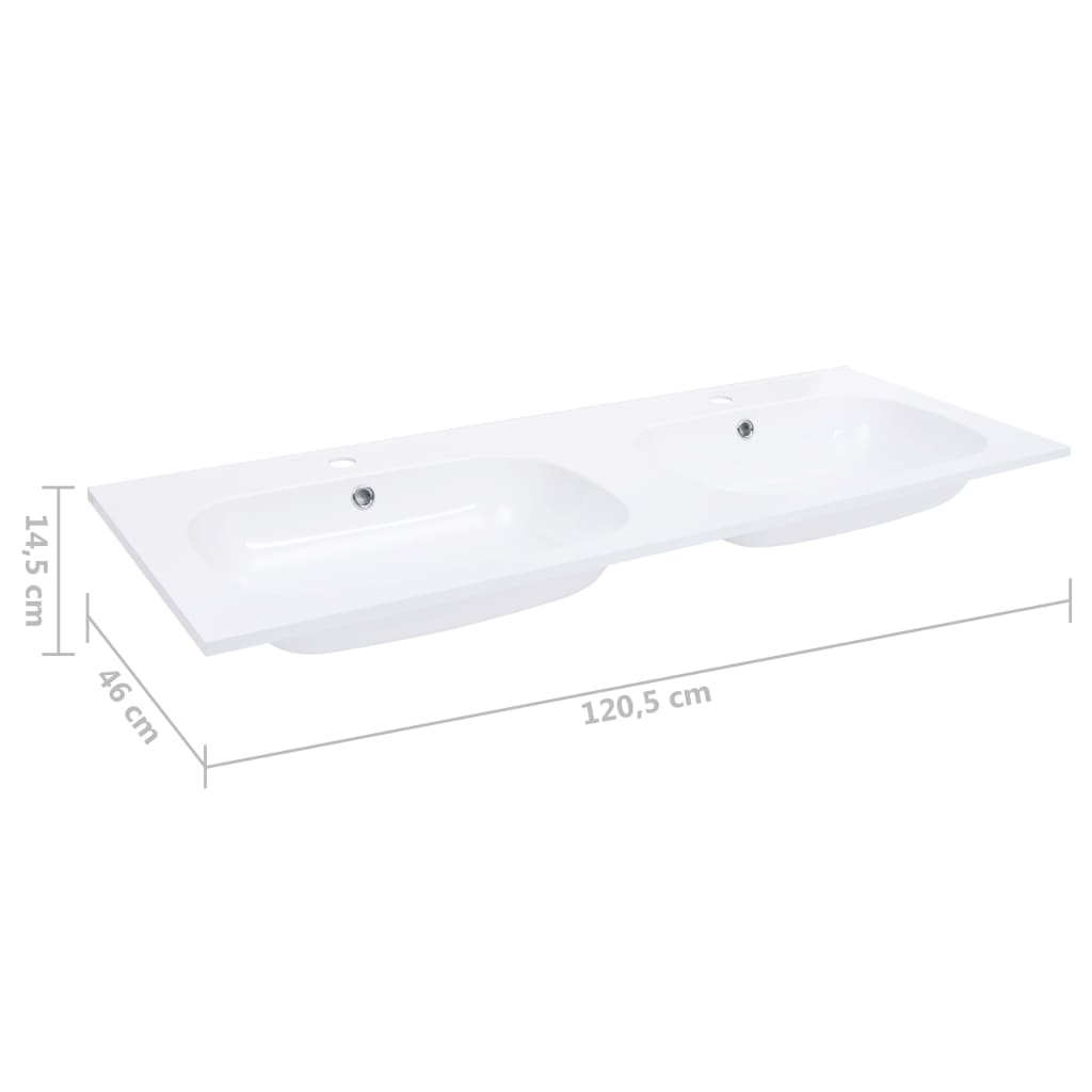 Sisäänrakennettu kaksoispesuallas 1205x460x145 mm SMC valkoinen - Sisustajankoti.fi