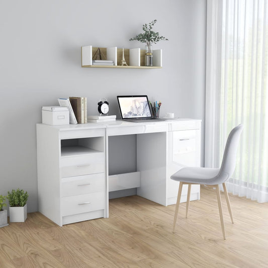 Työpöytä korkeakiilto valkoinen 140x50x76 cm - Sisustajankoti.fi