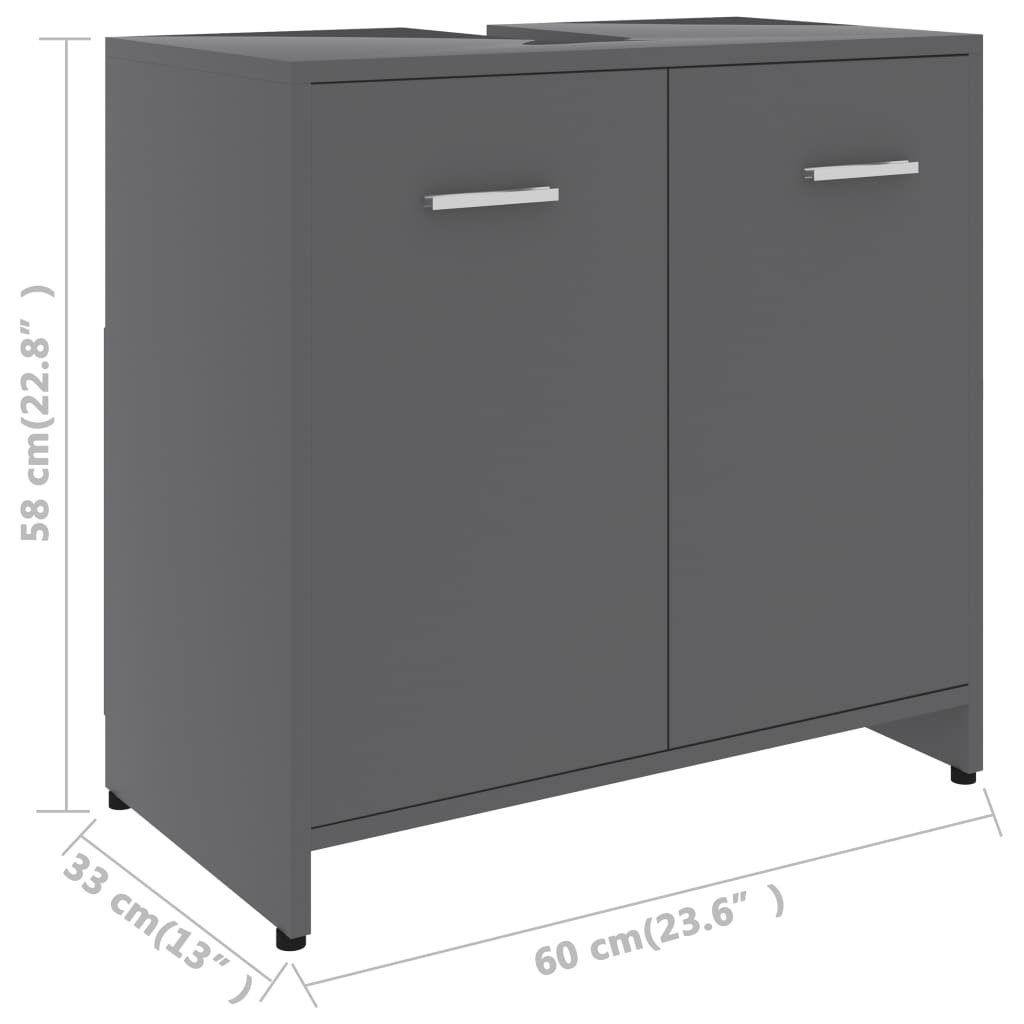 Kylpyhuonekaappi harmaa 60x33x58 cm - Sisustajankoti.fi