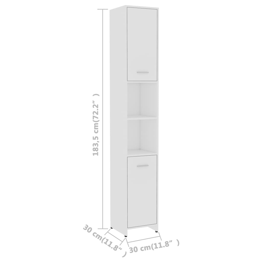 Kylpyhuonekaappi valkoinen 30x30x183,5 cm - Sisustajankoti.fi