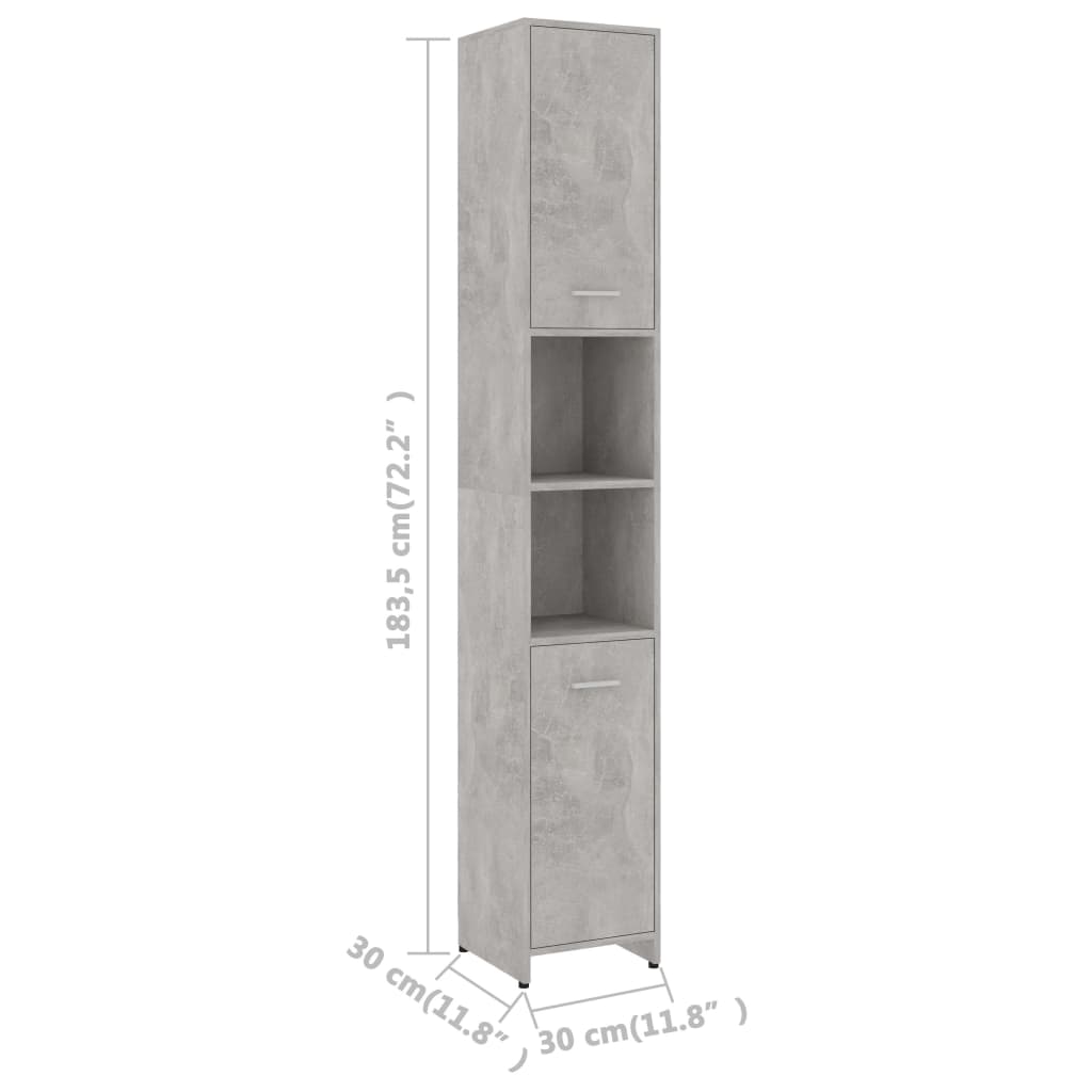 Kylpyhuonekaappi betoninharmaa 30x30x183,5 cm - Sisustajankoti.fi