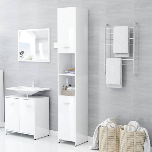 Kylpyhuonekaappi korkeakiilto valkoinen 30x30x183,5cm - Sisustajankoti.fi