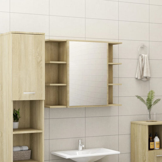 Kylpyhuoneen peilikaappi Sonoma-tammi 80x20,5x64 cm - Sisustajankoti.fi