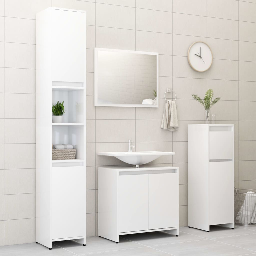 Kylpyhuonekaappi korkeakiilto valkoinen 30x30x95 cm - Sisustajankoti.fi