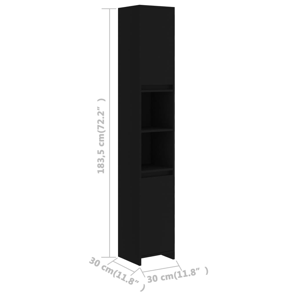 Kylpyhuonekaappi musta 30x30x183,5 cm - Sisustajankoti.fi