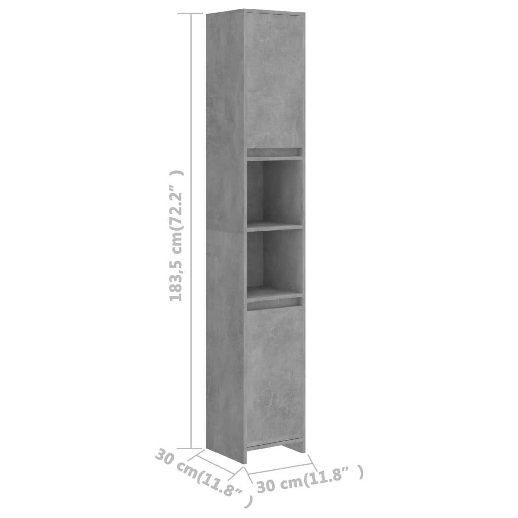 Kylpyhuonekaappi betoninharmaa 30x30x183,5 cm - Sisustajankoti.fi