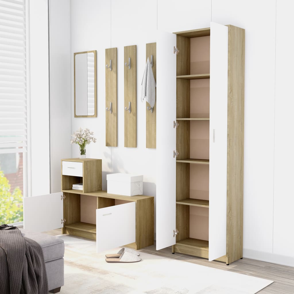 Eteisen säilytysyksikkö valk./Sonoma-tammi 100x25x76,5 cm levy - Sisustajankoti.fi