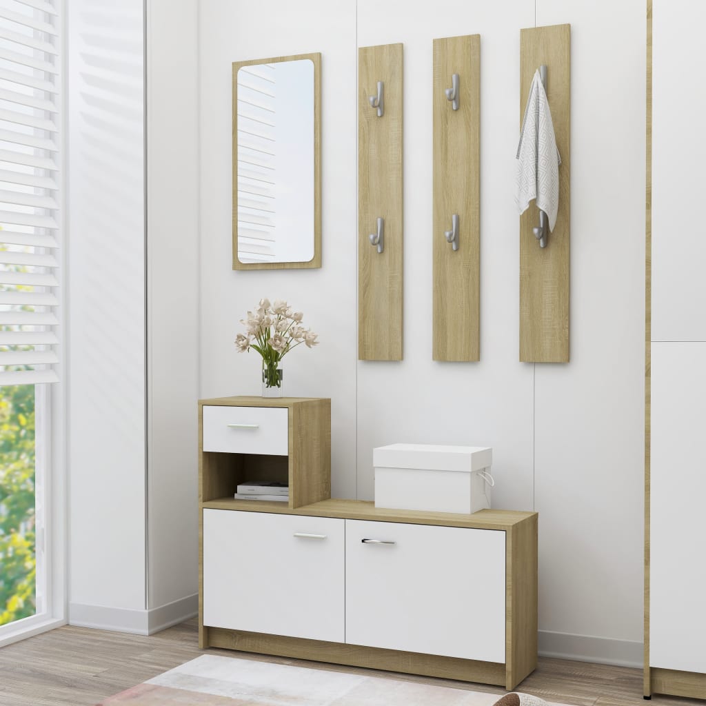 Eteisen säilytysyksikkö valk./Sonoma-tammi 100x25x76,5 cm levy - Sisustajankoti.fi