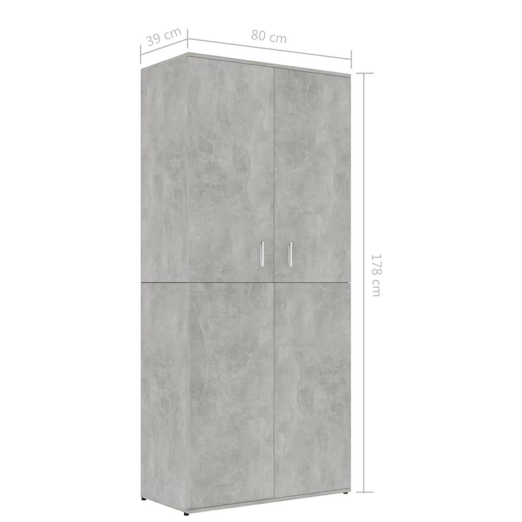 Kenkäkaappi betoninharmaa 80x39x178 cm - Sisustajankoti.fi