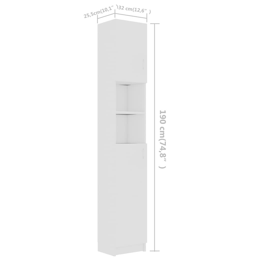 Kylpyhuonekaappi valkoinen 32x25,5x190 cm - Sisustajankoti.fi