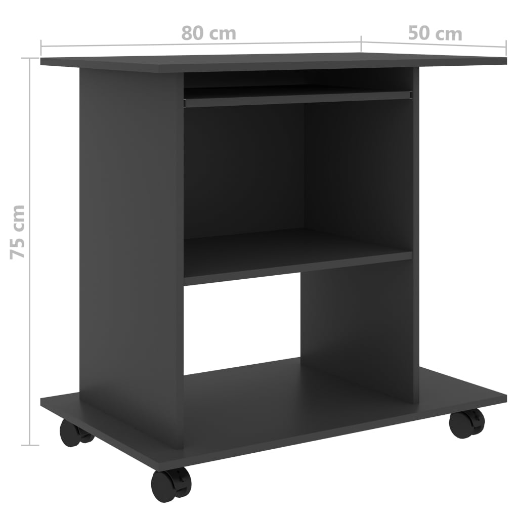 Tietokonepöytä harmaa 80x50x75 cm - Sisustajankoti.fi