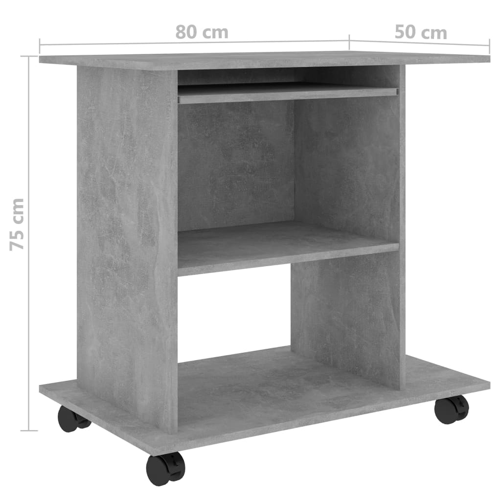 Tietokonepöytä betoninharmaa 80x50x75 cm - Sisustajankoti.fi