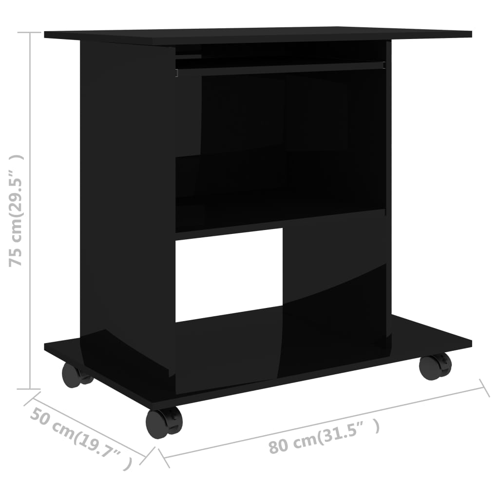 Tietokonepöytä korkeakiilto musta 80x50x75 cm - Sisustajankoti.fi