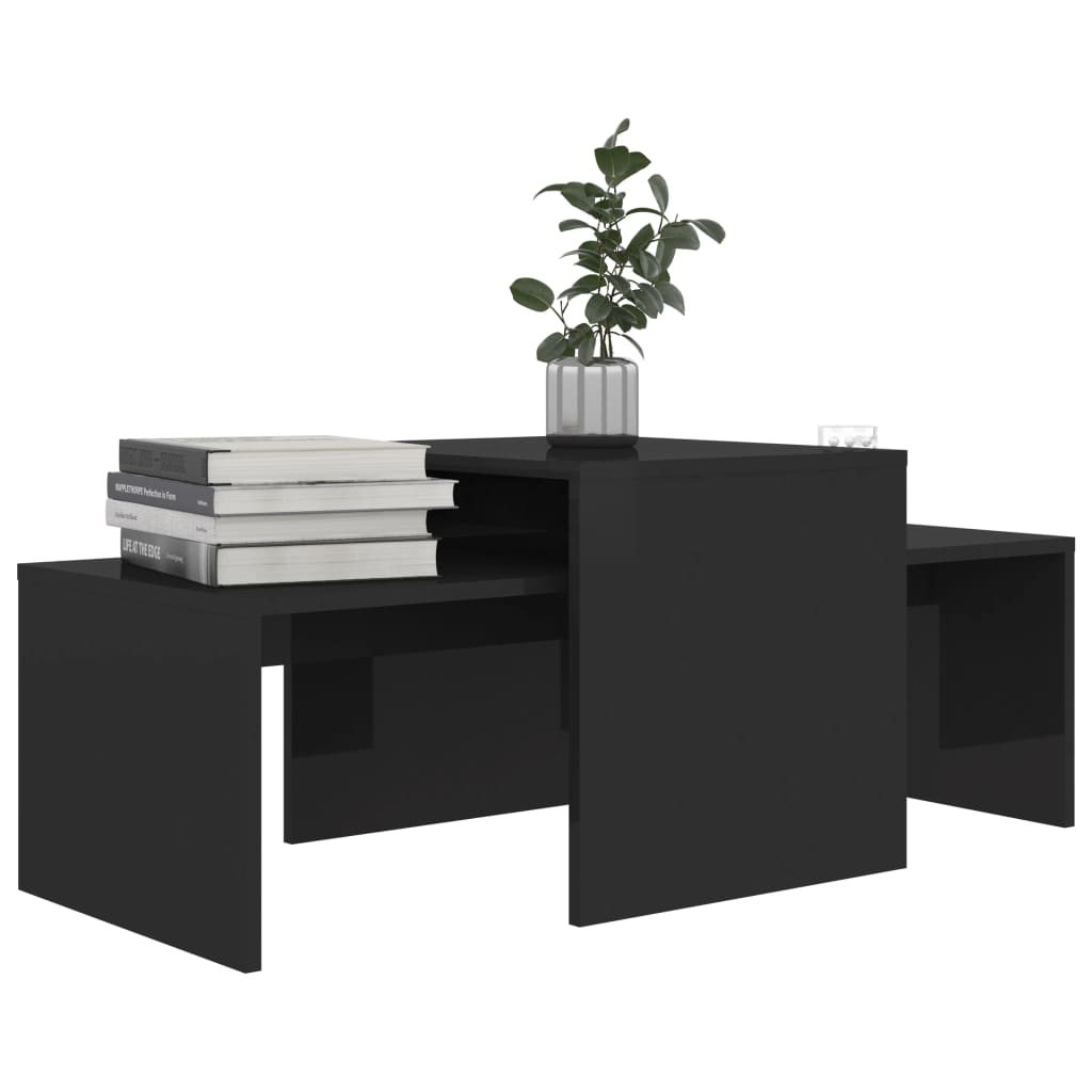 Sohvapöytäsarja korkeakiilto musta 100x48x40 cm - Sisustajankoti.fi
