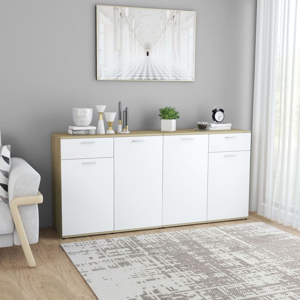 Senkki valkoinen ja Sonoma-tammi 160x36x75 cm - Sisustajankoti.fi