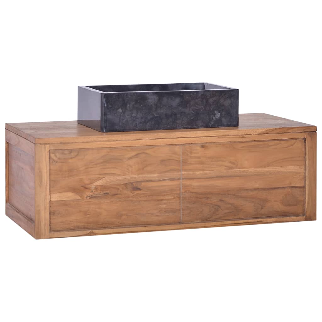 Seinäkiinnitettävä kylpyhuoneen kaappi 90x45x30 cm täysi tiikki - Sisustajankoti.fi