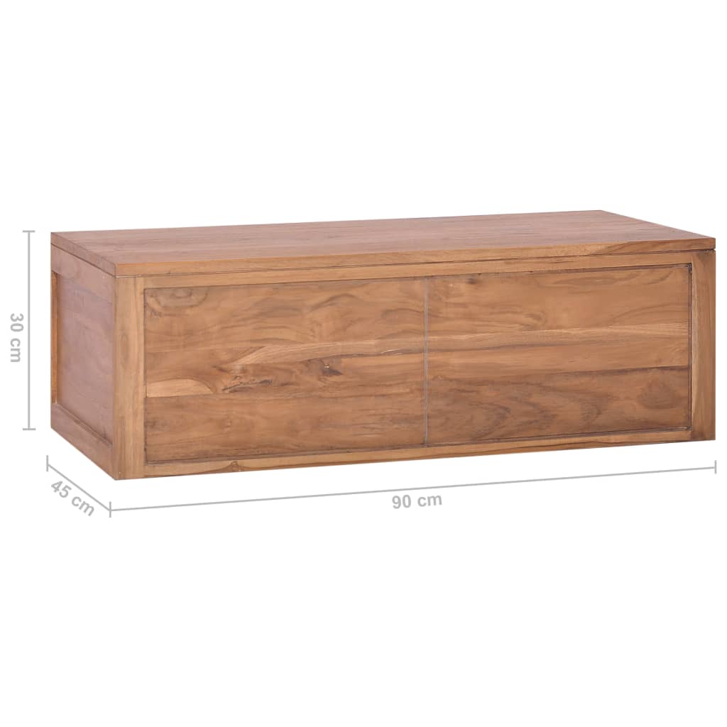 Seinäkiinnitettävä kylpyhuoneen kaappi 90x45x30 cm täysi tiikki - Sisustajankoti.fi