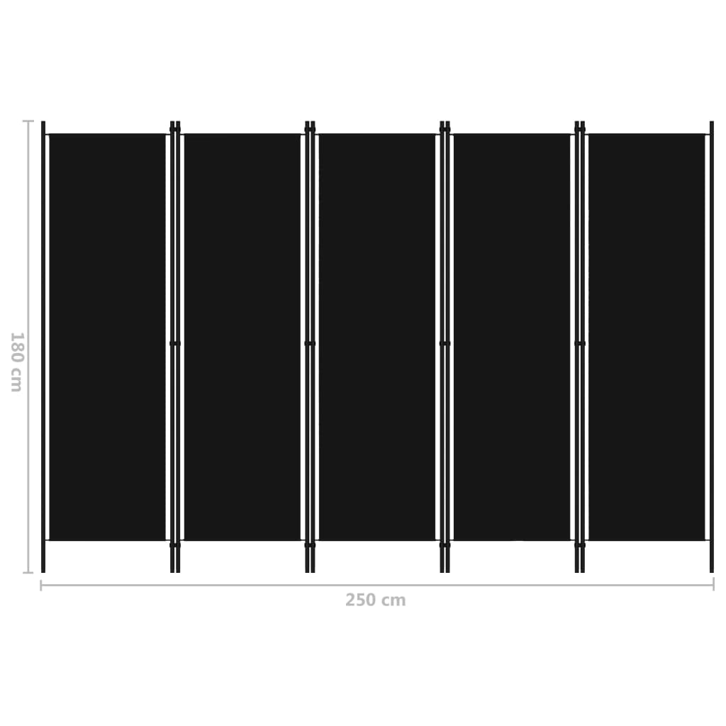 5-paneelinen tilanjakaja musta 250x180 cm - Sisustajankoti.fi