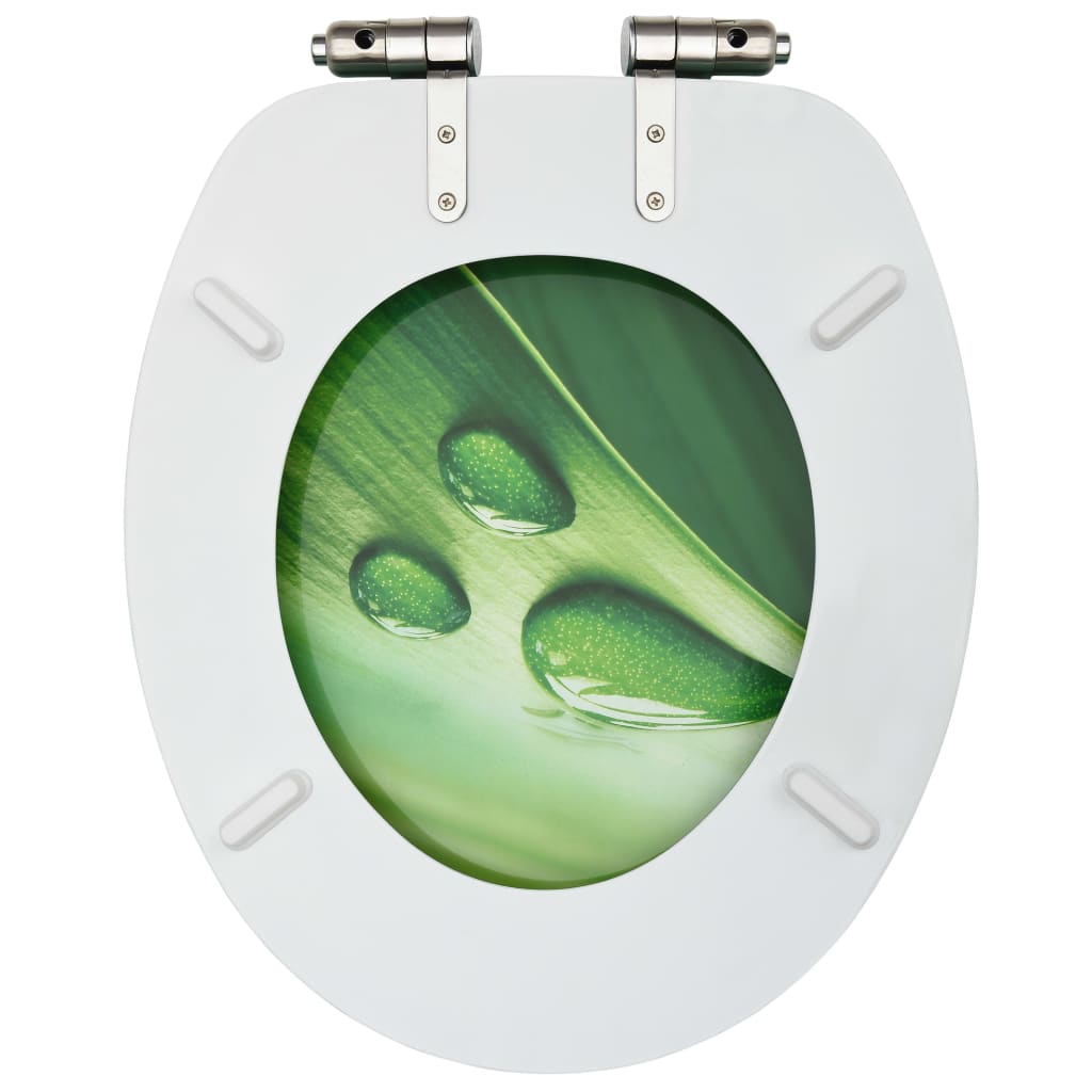 WC-istuin soft close -kannella MDF vihreä vesipisarakuvio - Sisustajankoti.fi