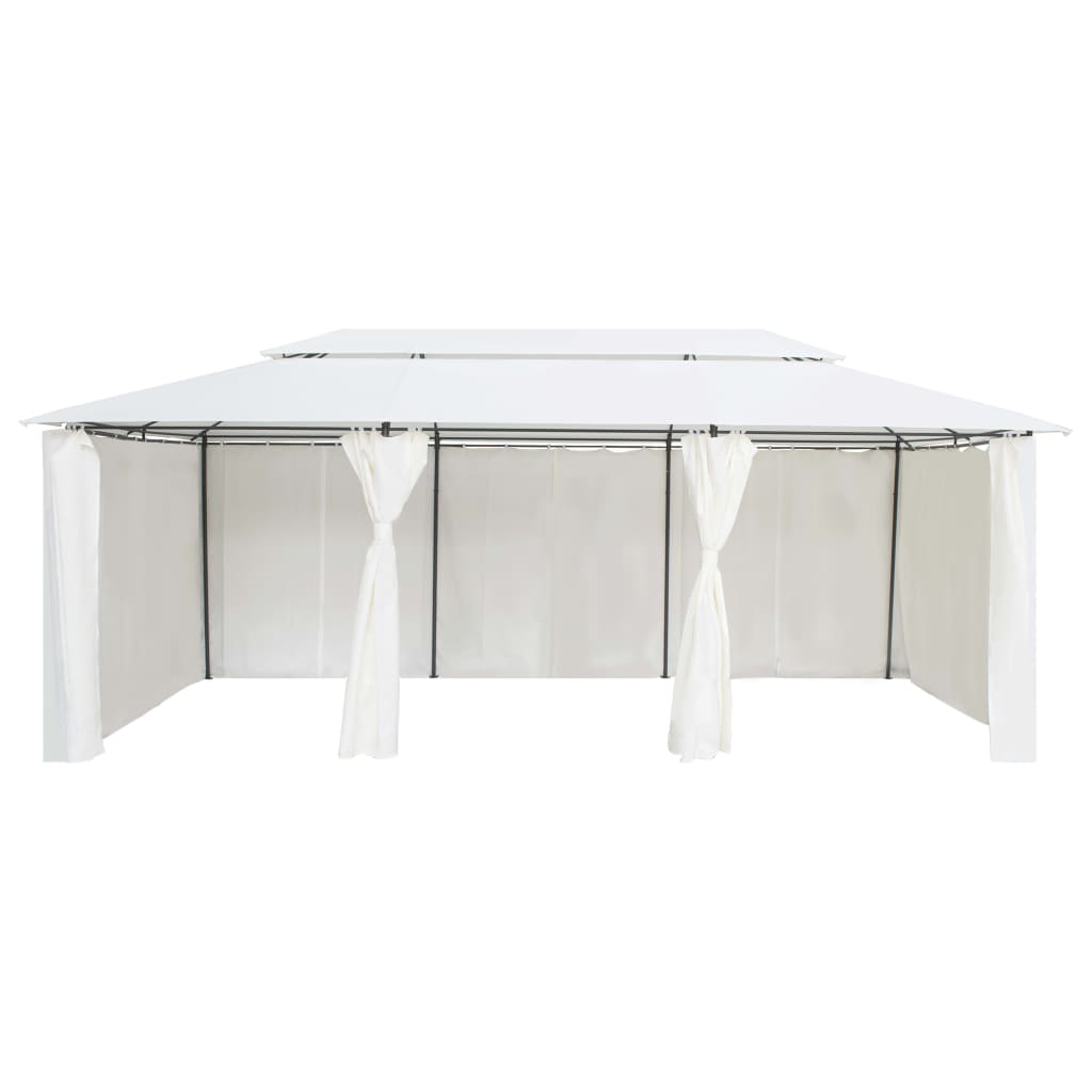 Huvimaja verhoilla 600x298x270 cm valkoinen 180 g/m² - Sisustajankoti.fi