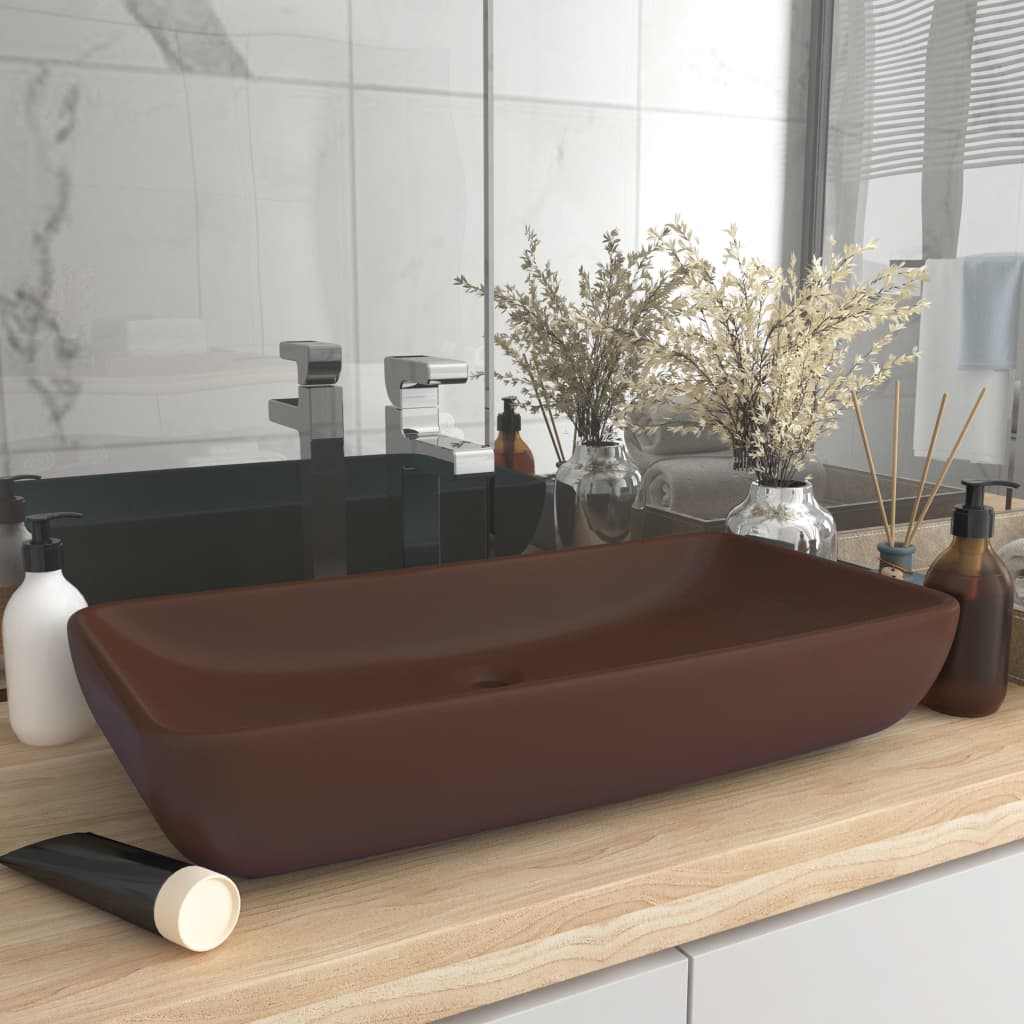 Ylellinen pesuallas suorakaide matta tummanruskea 71x38 cm - Sisustajankoti.fi