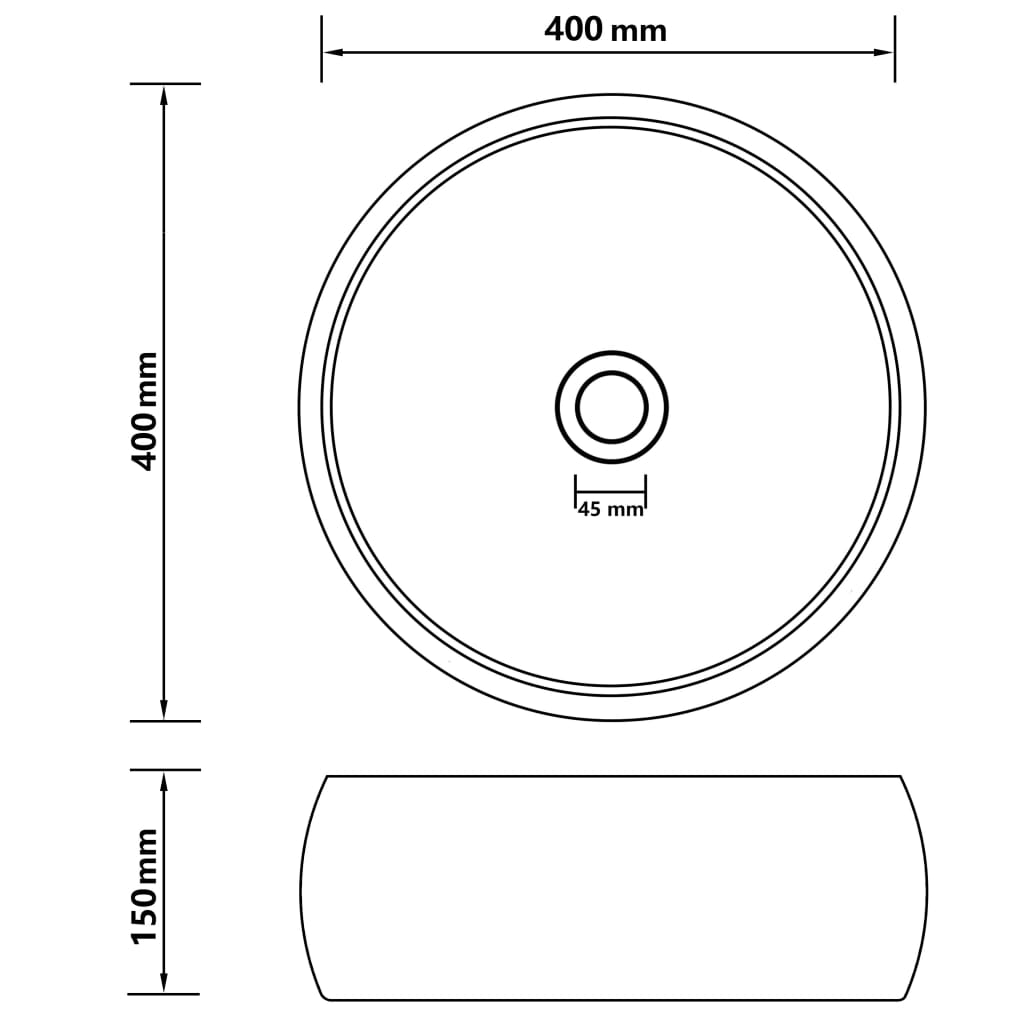 Ylellinen pesuallas pyöreä matta valkoinen 40x15 cm keraami - Sisustajankoti.fi