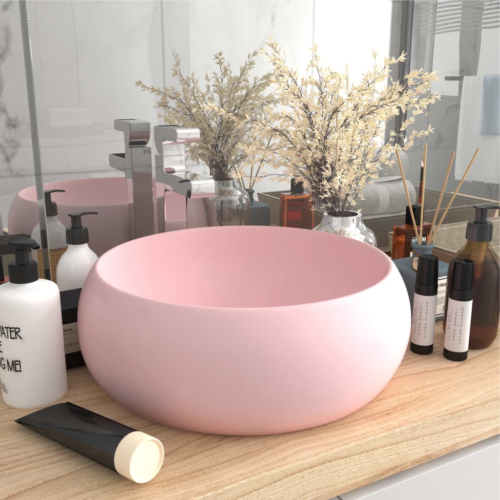 Ylellinen pesuallas pyöreä matta pinkki 40x15 cm keraami - Sisustajankoti.fi