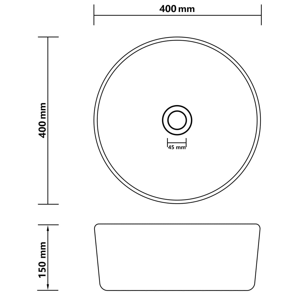 Ylellinen pesuallas pyöreä matta valkoinen 40x15 cm keraamiikka - Sisustajankoti.fi