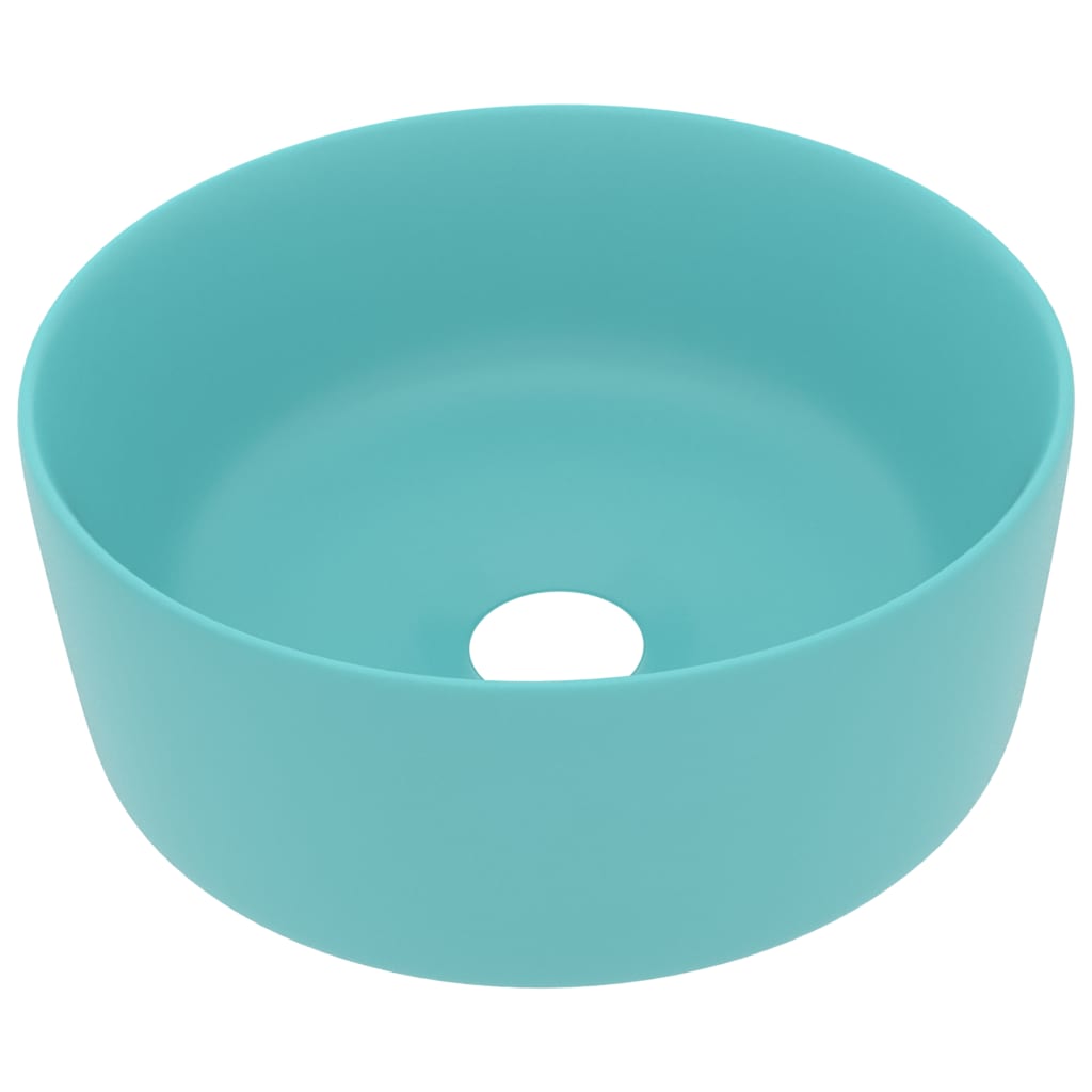 Ylellinen pesuallas pyöreä matta vaaleanvihreä 40x15 cm keraami - Sisustajankoti.fi