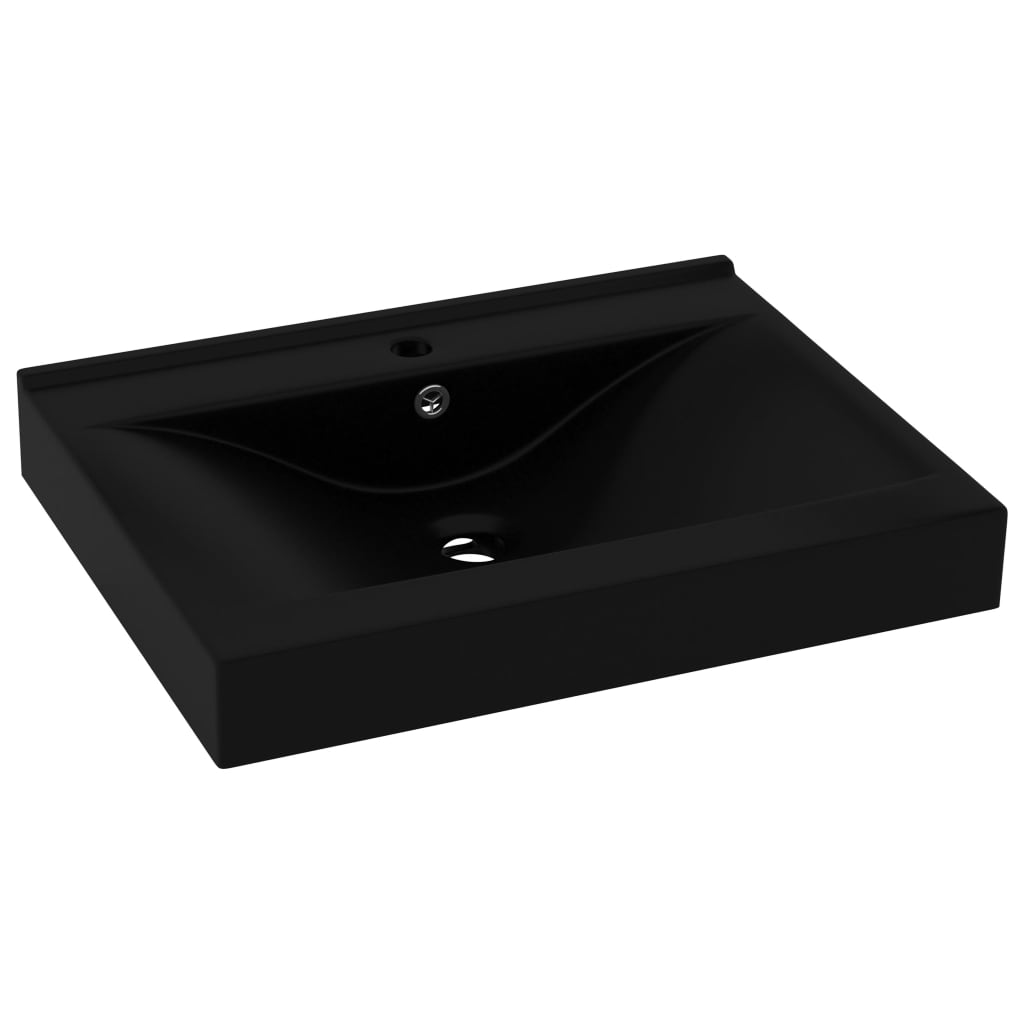 Ylellinen pesuallas hanareiällä matta musta 60x46 cm keraami - Sisustajankoti.fi