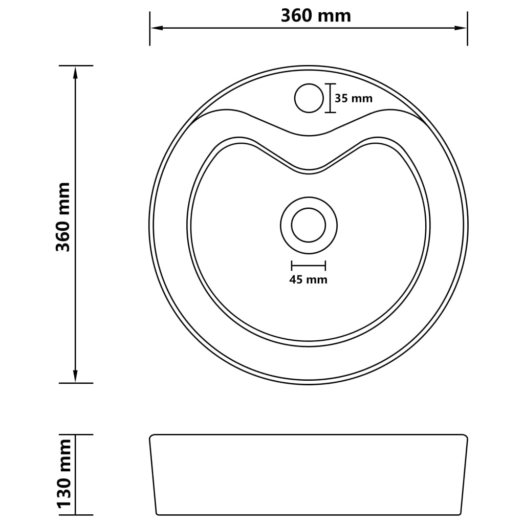 Ylellinen pesuallas ylivuodolla mattamusta 36x13 cm keraaminen - Sisustajankoti.fi
