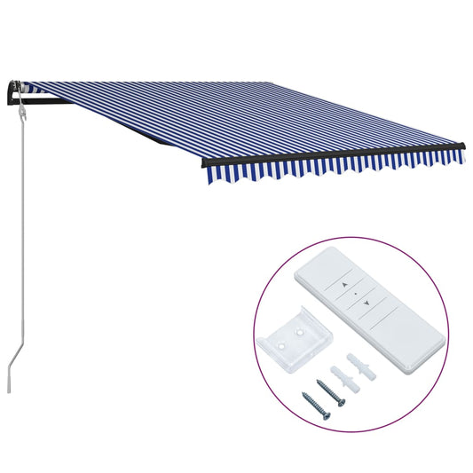 Automaattisesti sisäänkelattava markiisi 300x250 cm sin./valk. - Sisustajankoti.fi