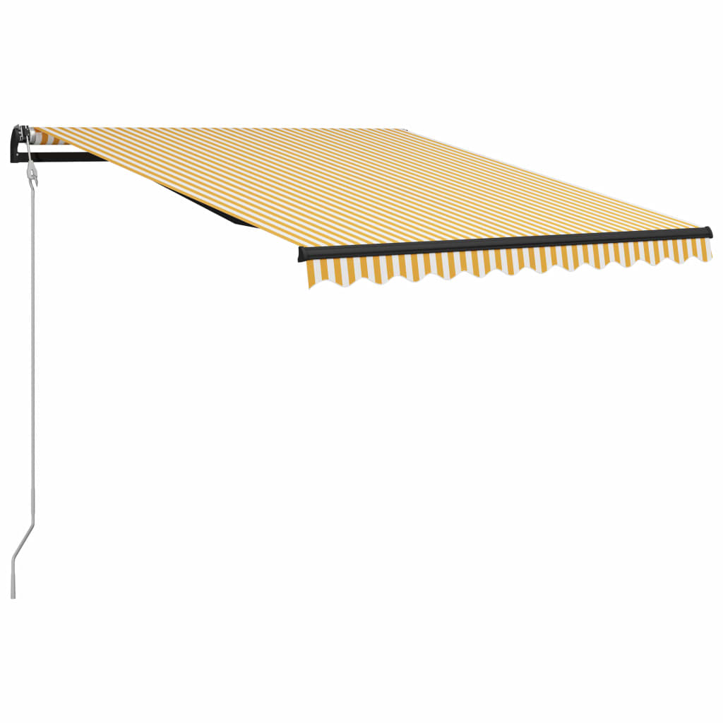 Sisäänkelattava markiisi 300x250 cm keltainen ja valkoinen - Sisustajankoti.fi