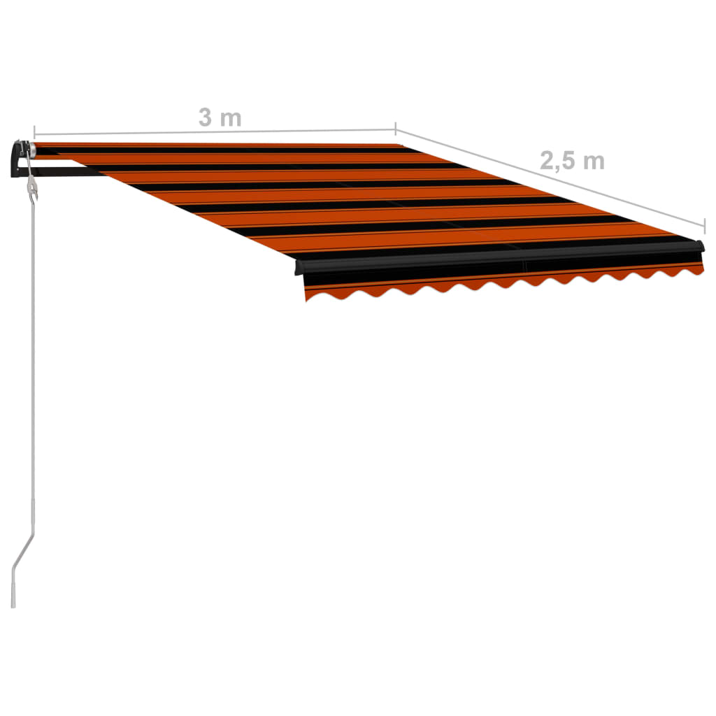 Sisäänkelattava markiisi 300x250 cm oranssi ja ruskea - Sisustajankoti.fi