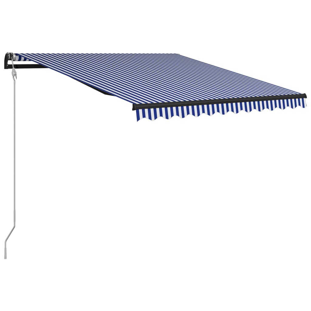 Automaattisesti sisäänkelattava markiisi 350x250 cm sin./valk. - Sisustajankoti.fi