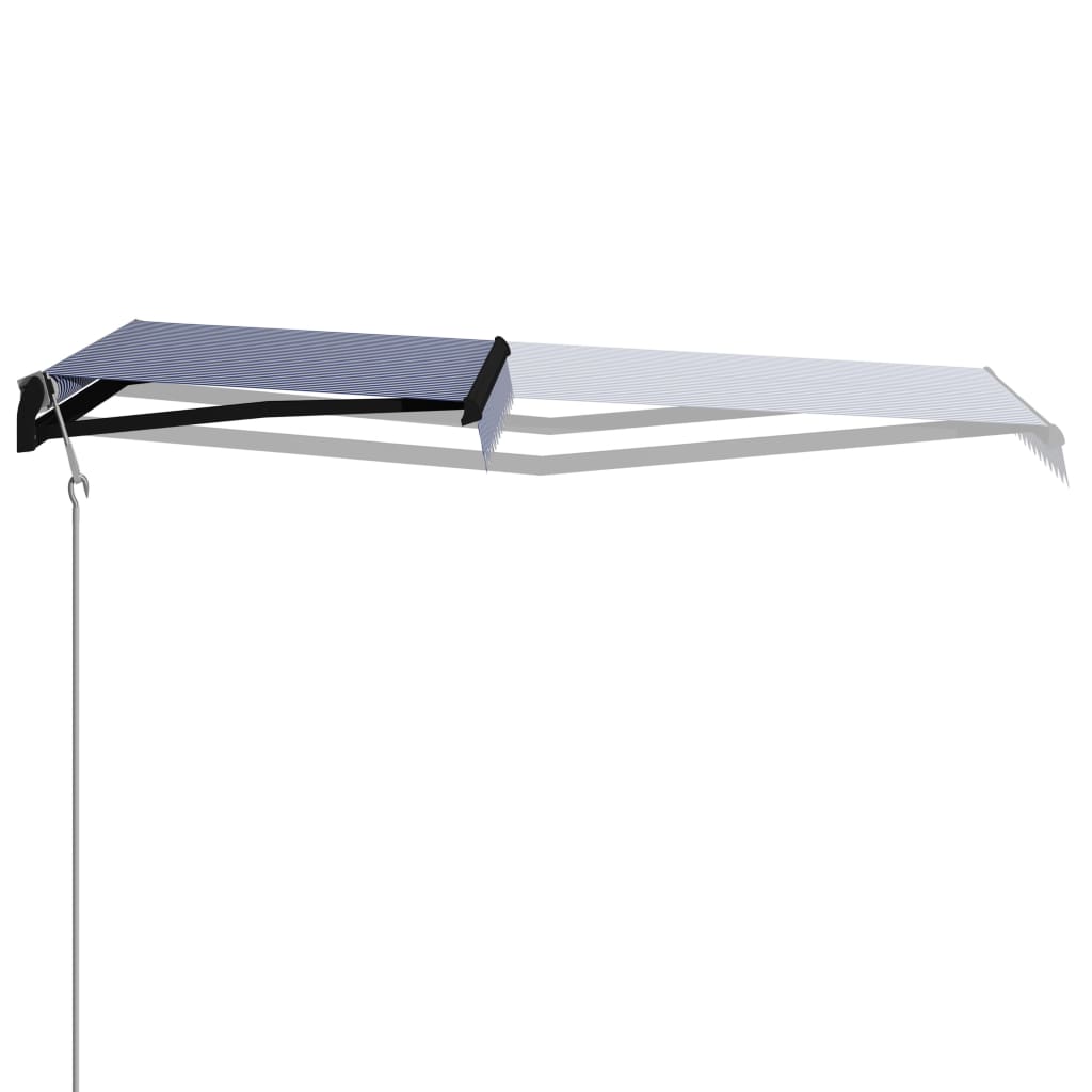 Automaattisesti sisäänkelattava markiisi 350x250 cm sin./valk. - Sisustajankoti.fi