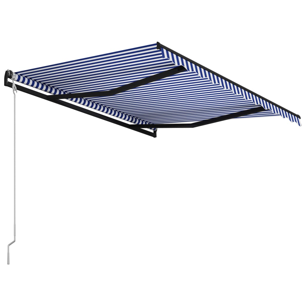 Automaattisesti sisäänkelattava markiisi 350x250 cm sin./valk. - Sisustajankoti.fi