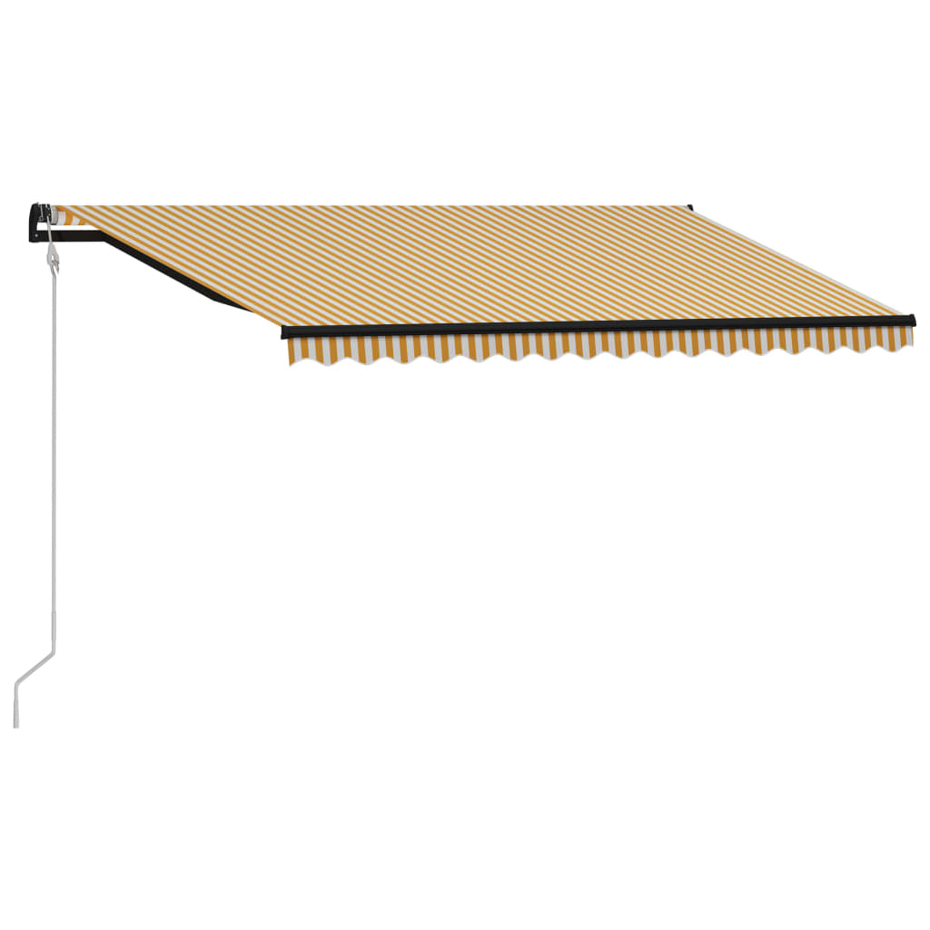 Automaattisesti sisäänkelattava markiisi 400x300cm kelt./valk. - Sisustajankoti.fi