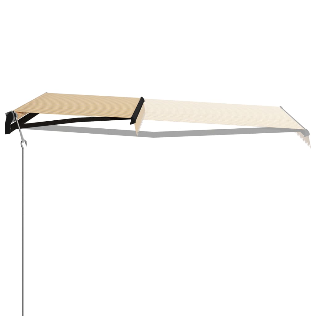 Automaattisesti sisäänkelattava markiisi 400x300cm kelt./valk. - Sisustajankoti.fi