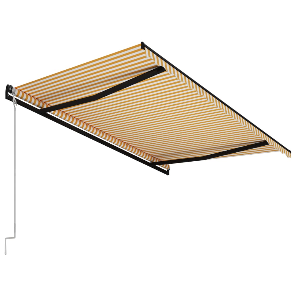 Automaattisesti sisäänkelattava markiisi 400x300cm kelt./valk. - Sisustajankoti.fi